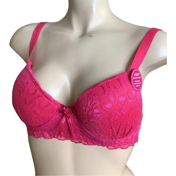 Massam Hot Pink Lace Padded Bra Made in Brazil New with Tags. Underwire Bra - Picture 3 of 8